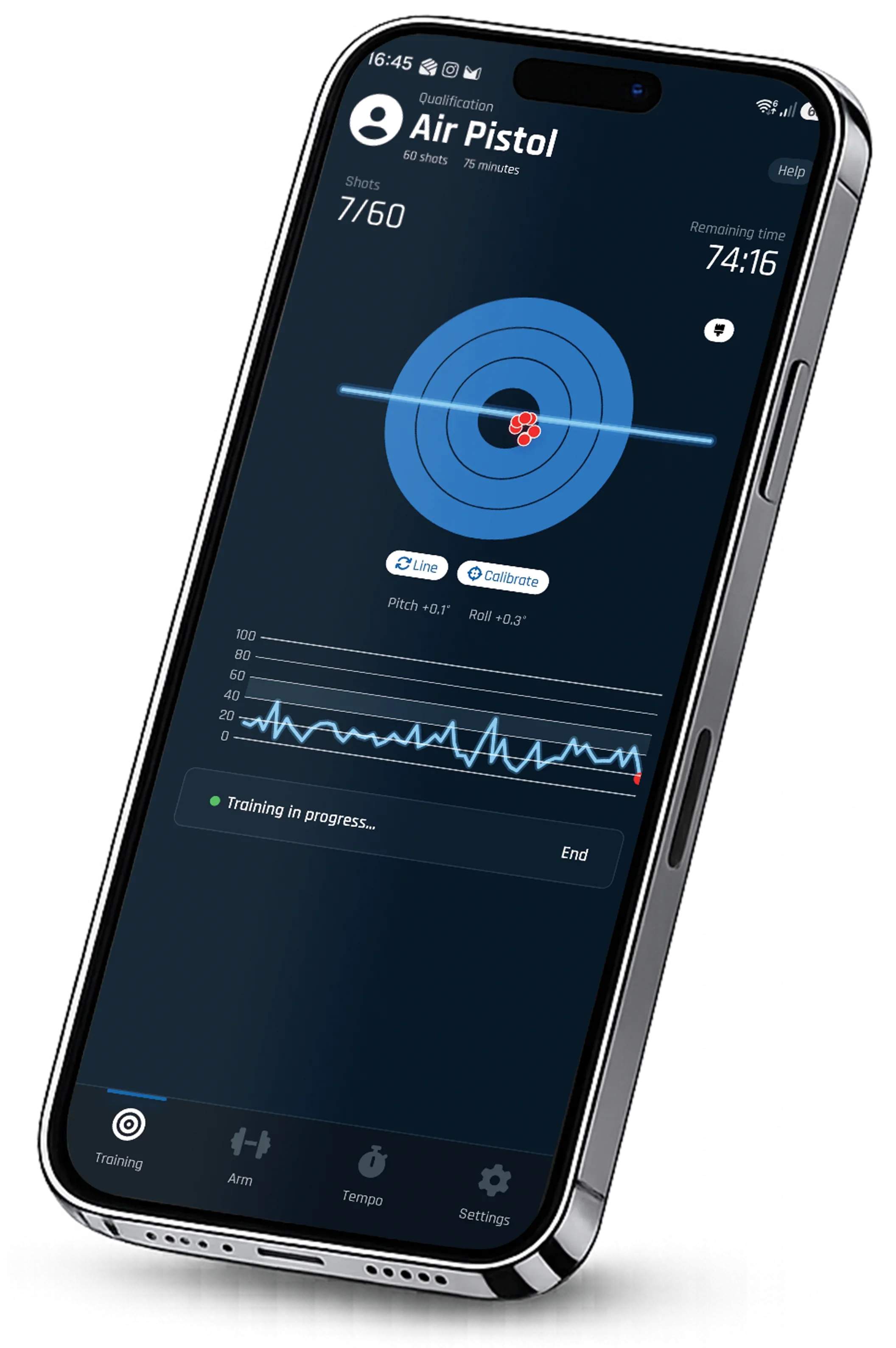 Morini Training App live shot analysis